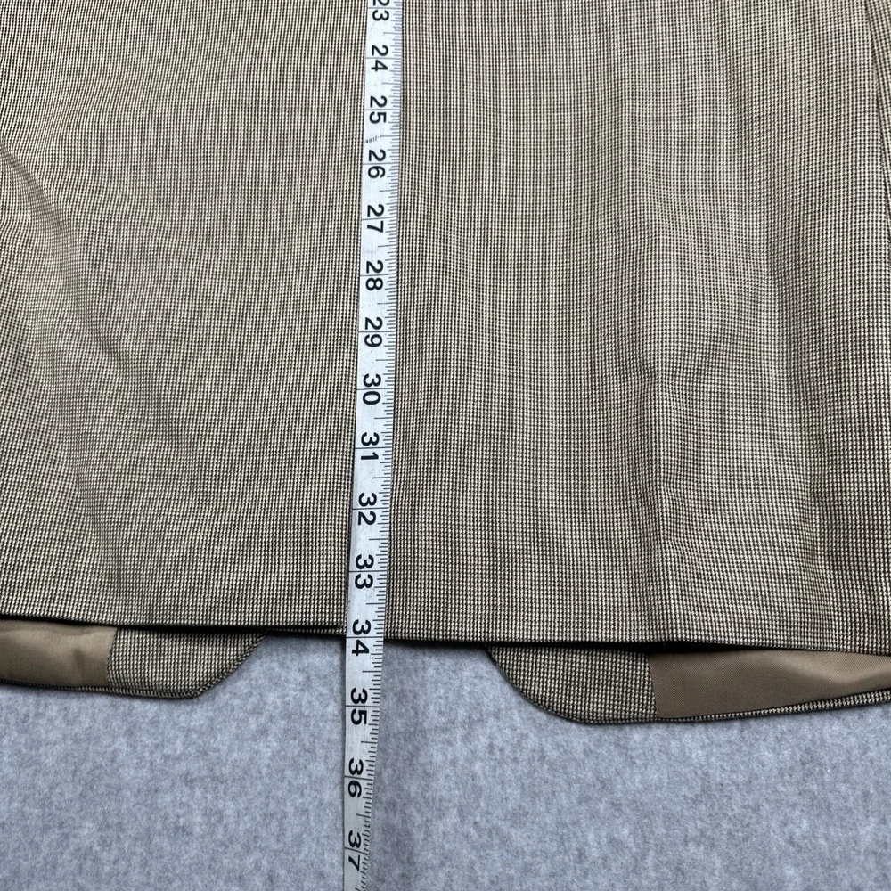 Lauren Ralph Lauren Men's 46L Houndstooth Silk Wool Blend Blazer Tan Sport Coat